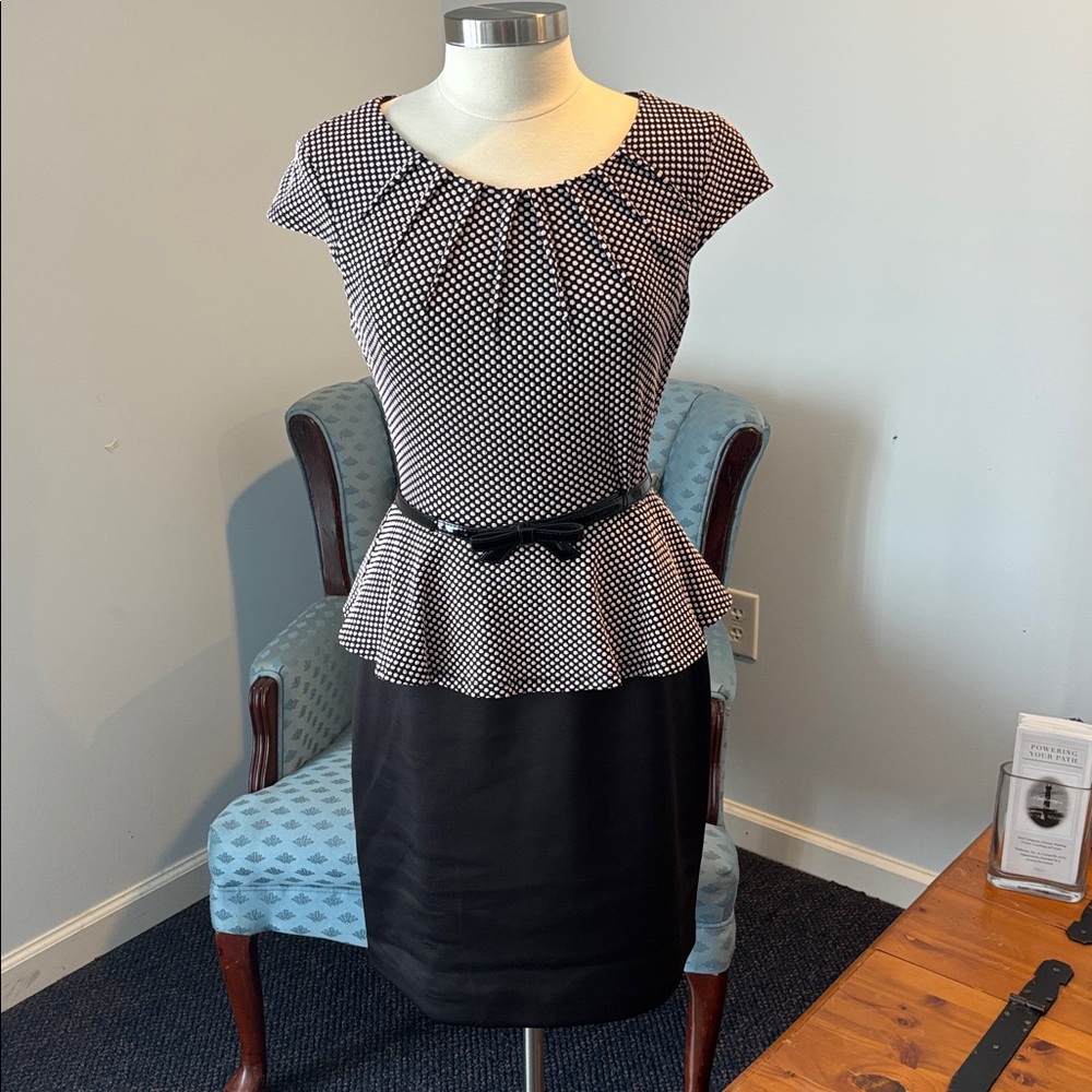 Elegant Black and Pink Peplum Dress